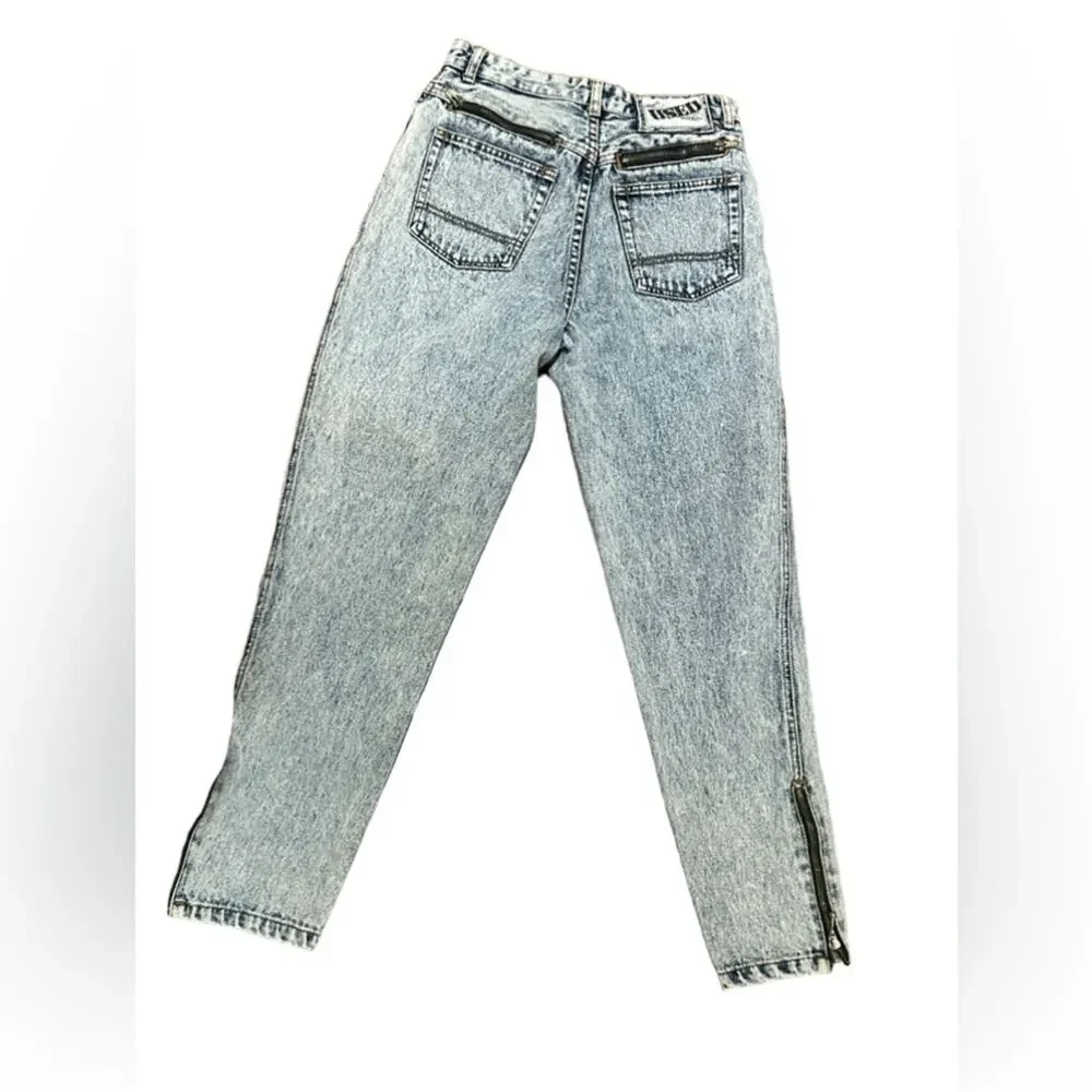 Vintage USED Acid Washed Jeans Snap Close Fly in Womens Size 30 Zipper Ankles - Picture 2 of 10
